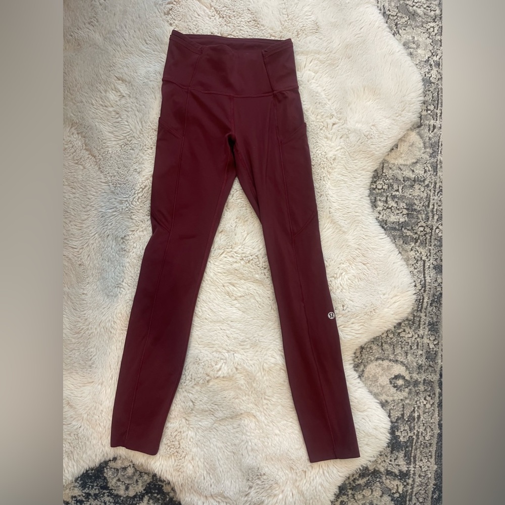Lululemon burgundy 25” leggings size 2